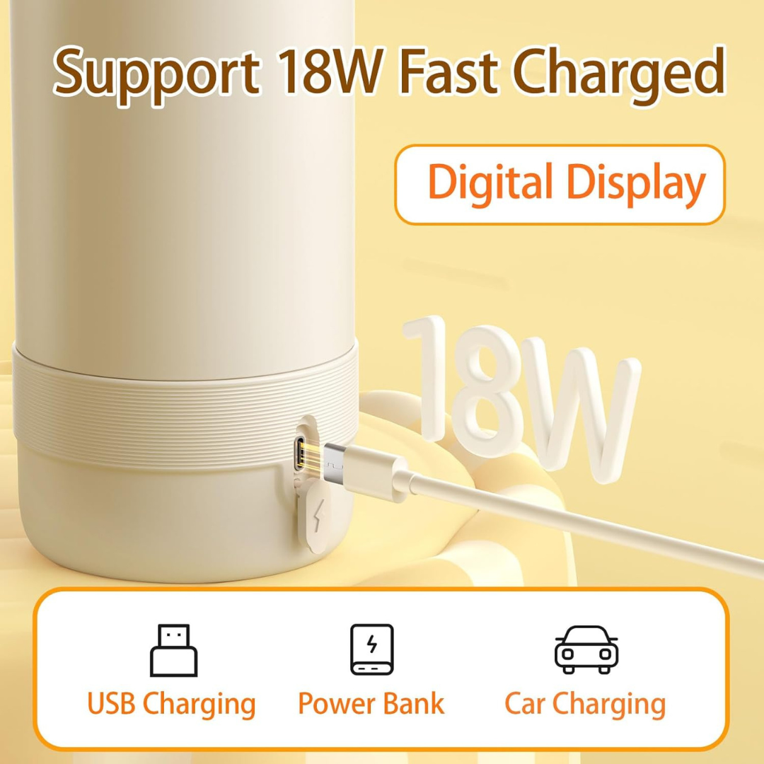 Portable Baby Bottle Warmer for Travel – Fast Heating 14,000 mAh Rechargeable Milk & Water Warmer