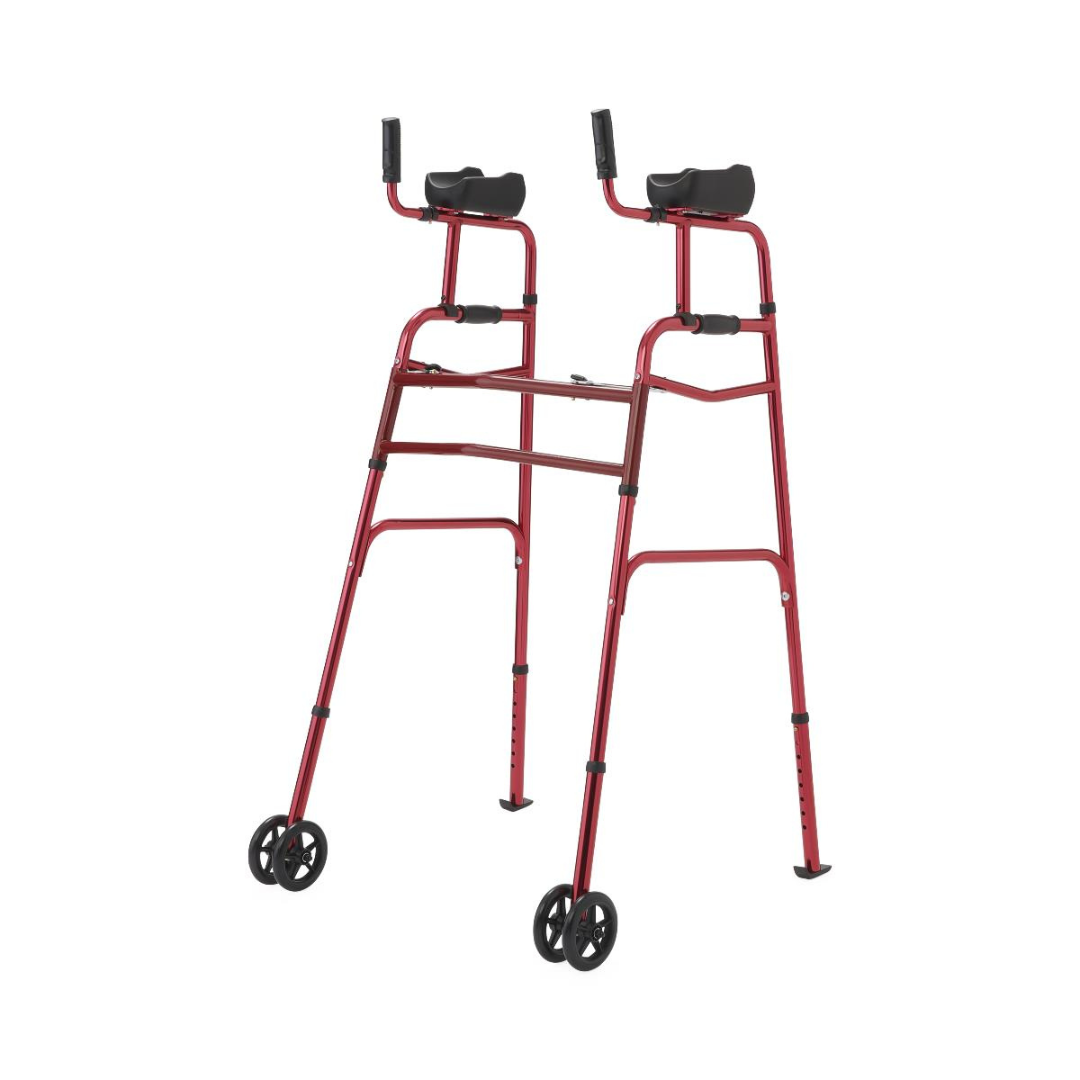 Medline Aluminum Upright Folding Walker with 5" Wheel (MDSUPWALKR) By Medline