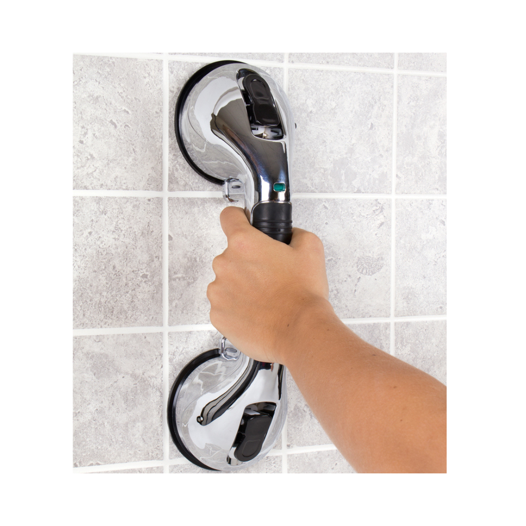 Carex Chrome Ultra Grip Bath Handle 12-Inch Suction Grab Bar FGB19000 0000  By Compass Health