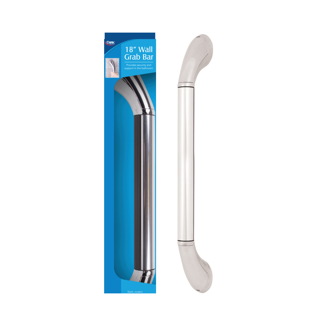 Carex Chrome Wall Grab Bar 18-Inch Heavy-Duty Safety Rail FGB18300 By Compass Health