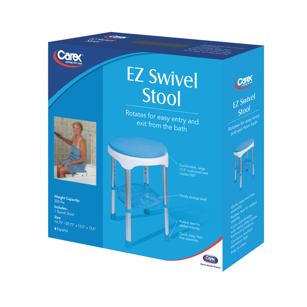 Carex EZ Shower Swivel Stool 360° Rotating Bath Seat 300 lb FGB61200 By Compass Health