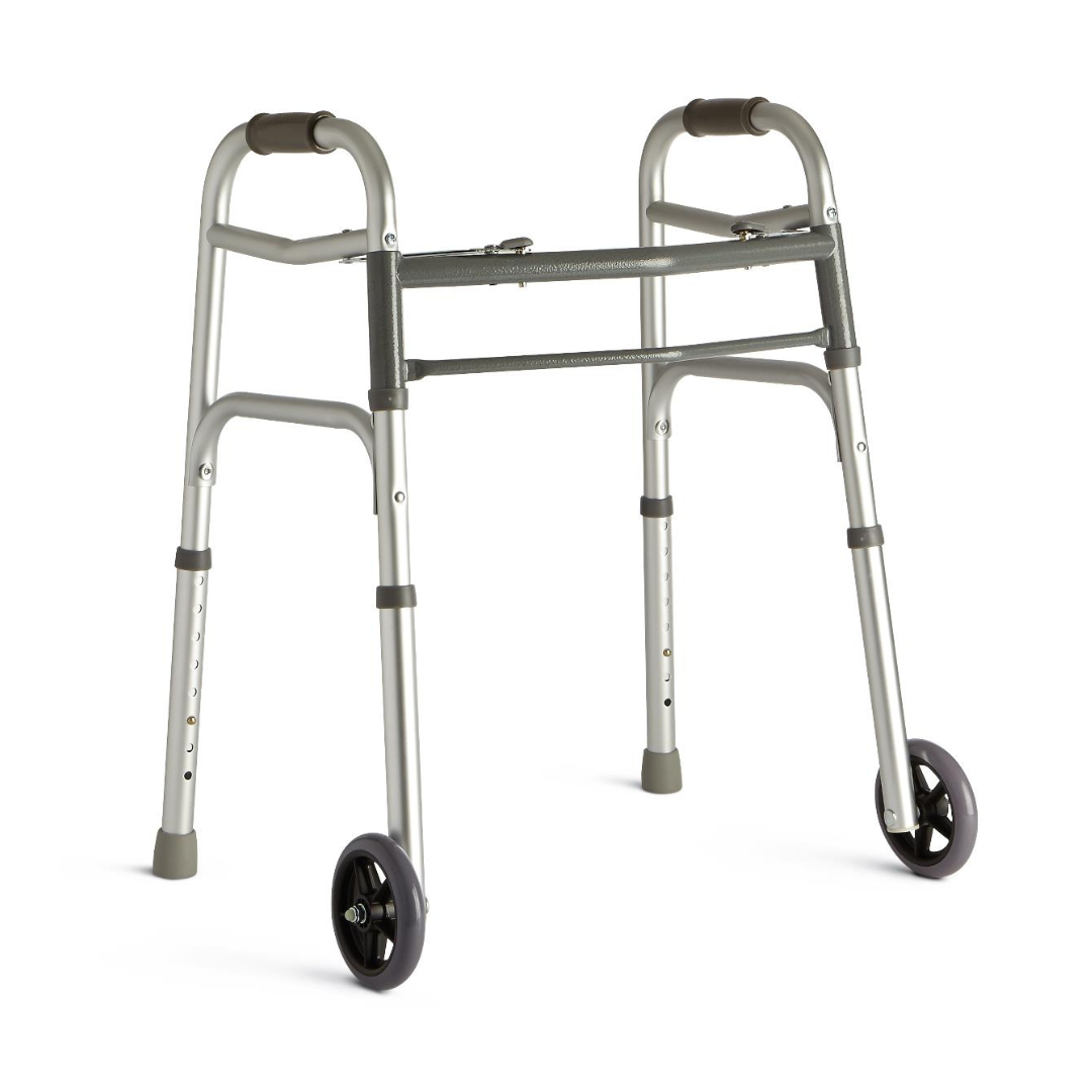 Medline Youth 2-Button Folding Walker with 5" Wheel (MDS86410JW54H) By Medline