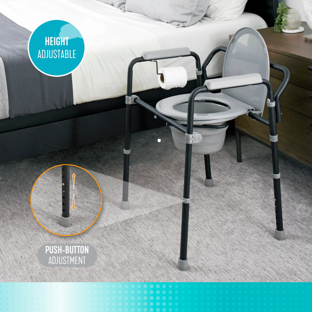 Universal Bedside Commode with Adjustable Height & Toilet Paper Holder 2300 By Stander