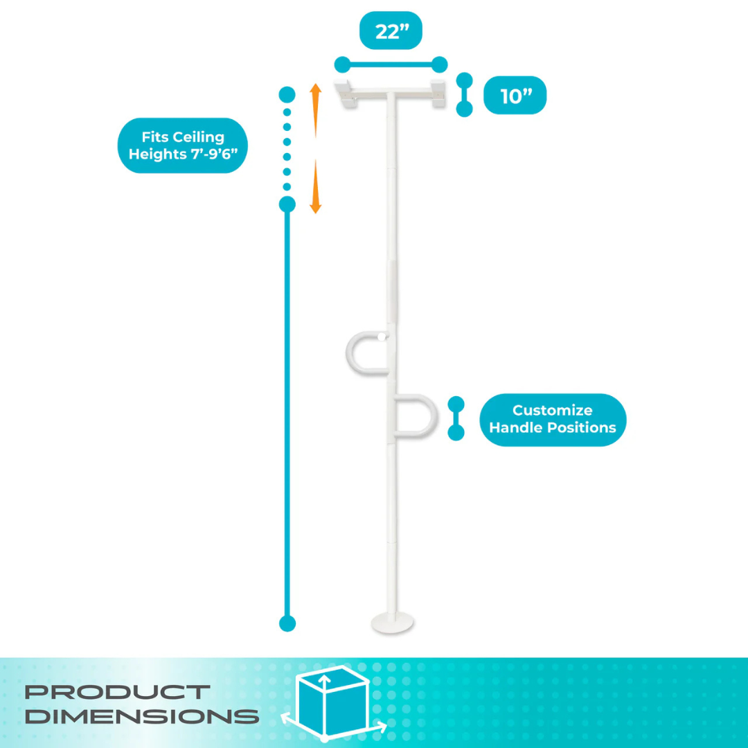 Stander Double Handle Floor to Ceiling Grab Bar Safety Support Pole 8142W By Stander