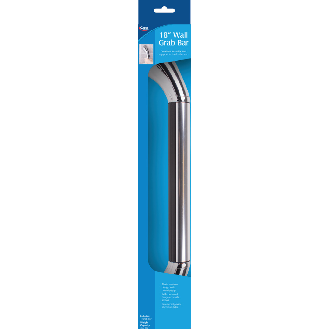Carex Chrome Wall Grab Bar 18-Inch Heavy-Duty Safety Rail FGB18300 By Compass Health