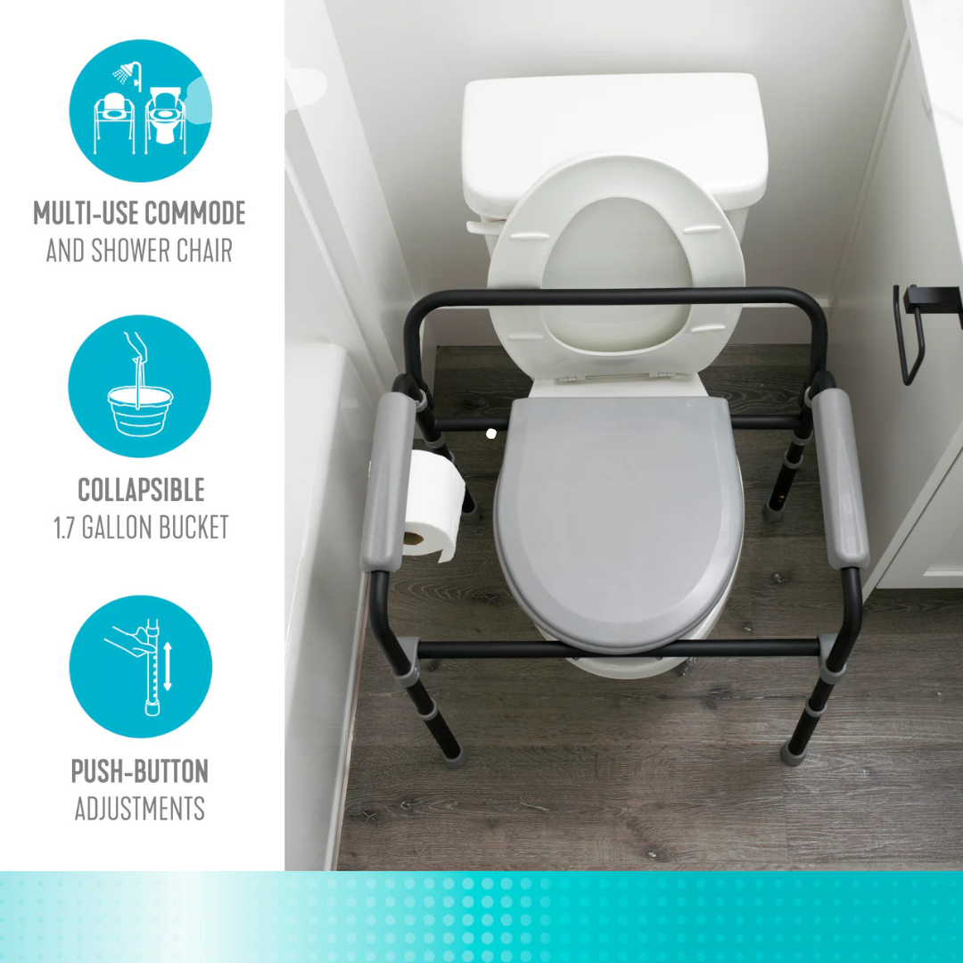 Universal Bedside Commode with Adjustable Height & Toilet Paper Holder 2300 By Stander