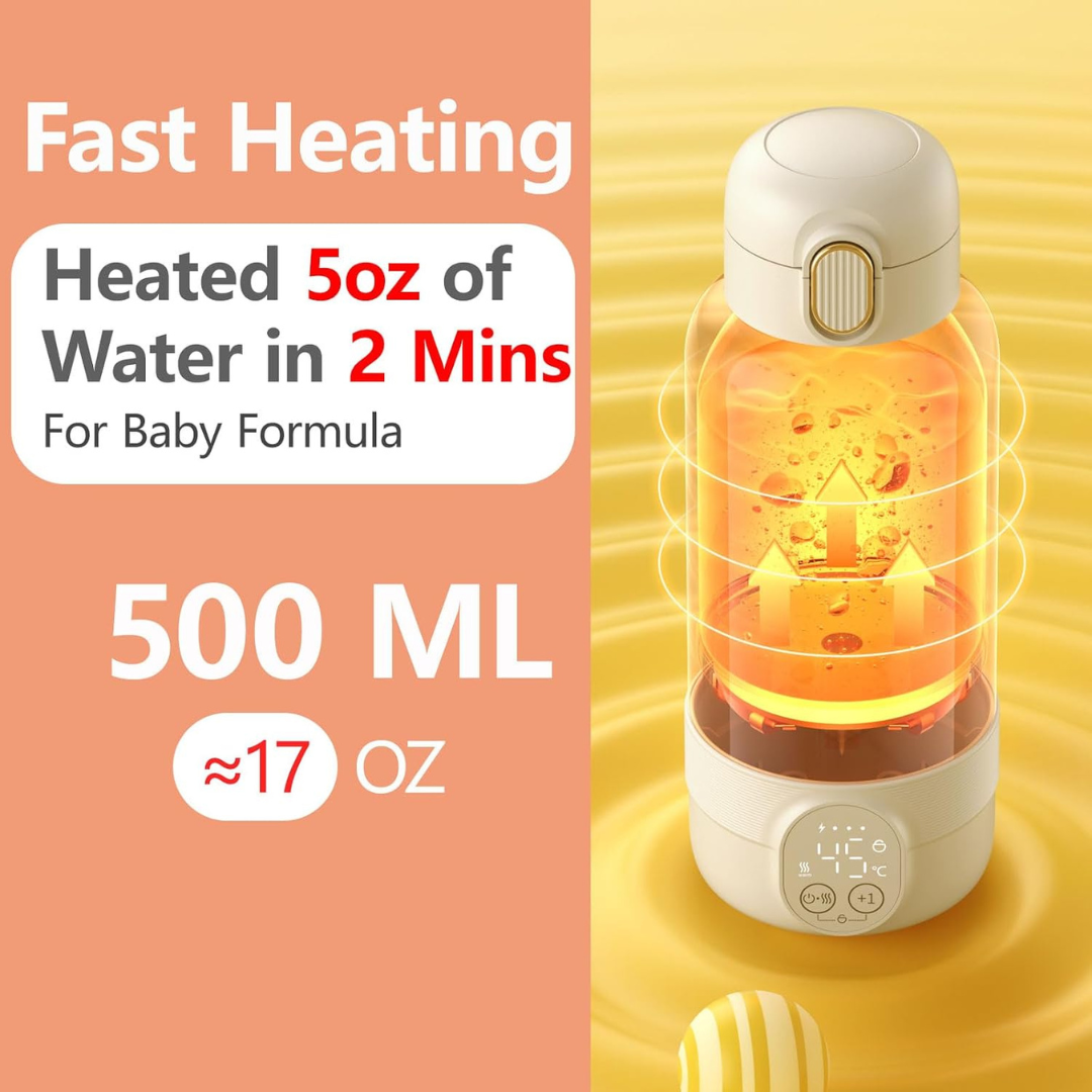 Portable Baby Bottle Warmer for Travel – Fast Heating 14,000 mAh Rechargeable Milk & Water Warmer