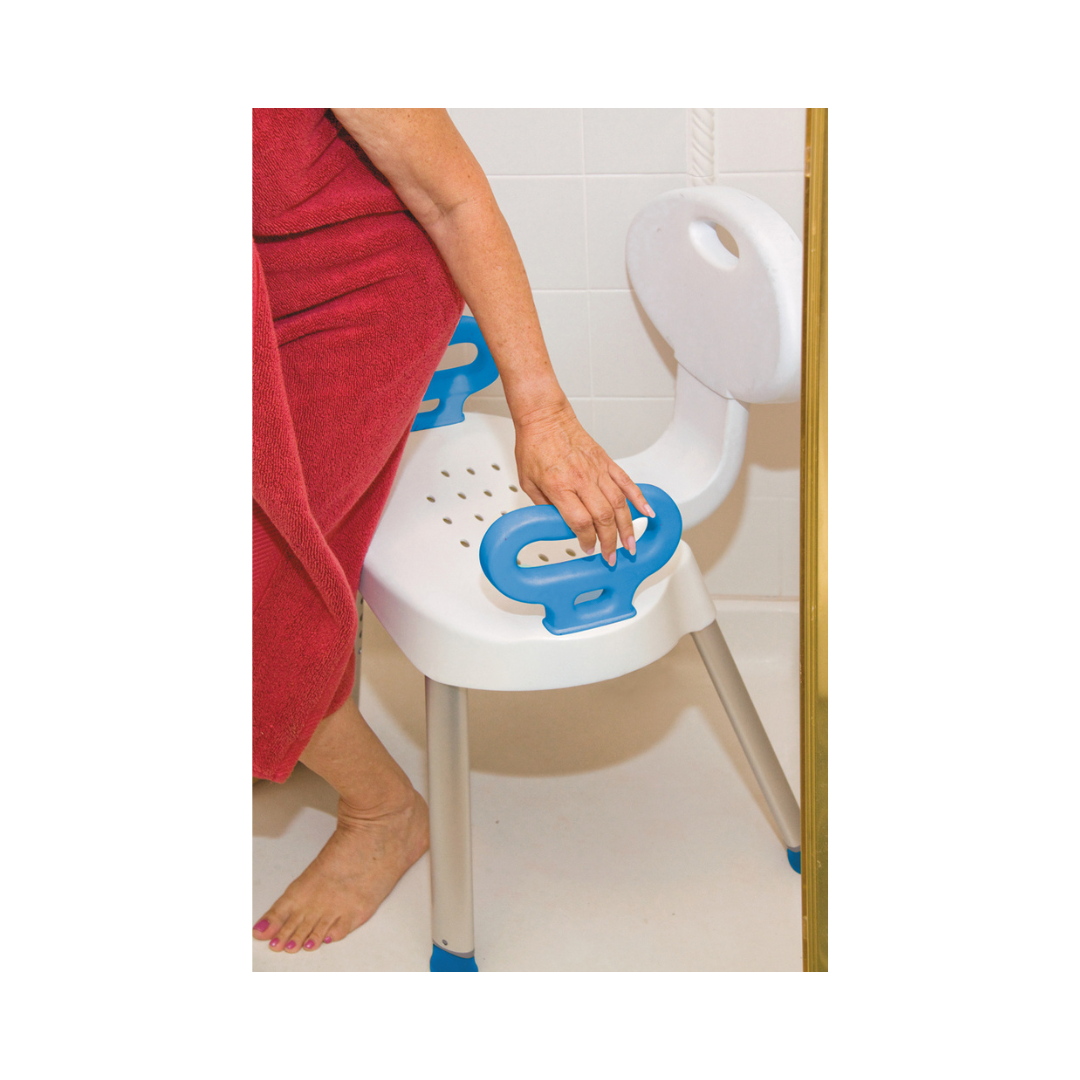 Carex E-Z Bath & Shower Seat with Handles Adjustable Bath Chair 300 lb FGB66000 By Compass Health