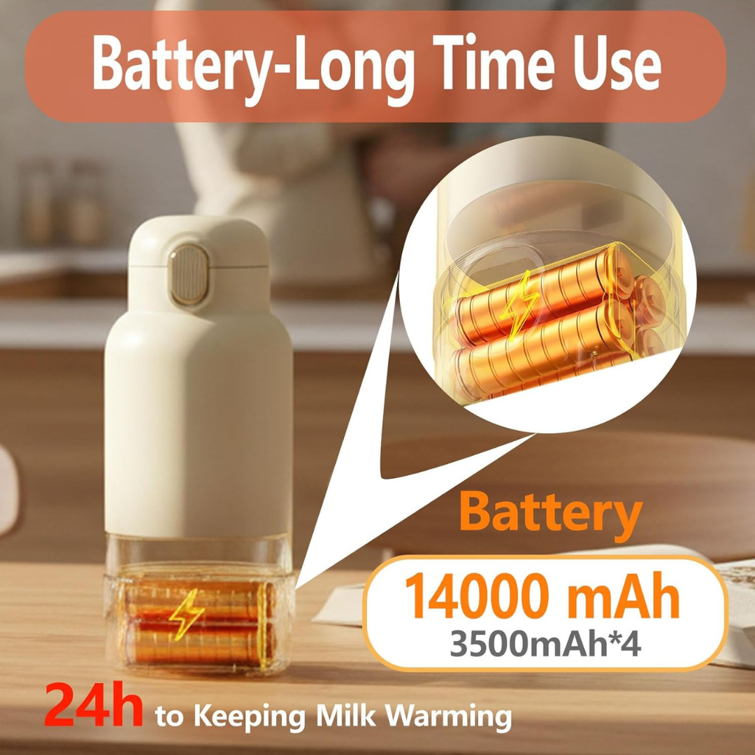 Portable Baby Bottle Warmer for Travel – Fast Heating 14,000 mAh Rechargeable Milk & Water Warmer