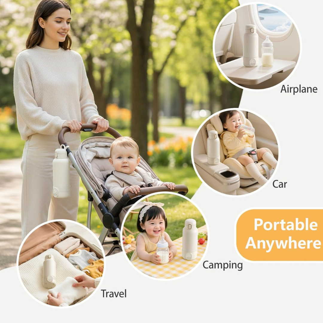 Portable Baby Bottle Warmer for Travel – Fast Heating 14,000 mAh Rechargeable Milk & Water Warmer