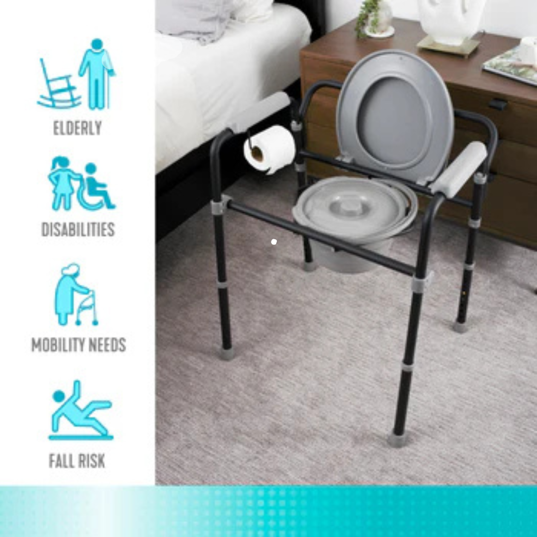 Universal Bedside Commode with Adjustable Height & Toilet Paper Holder 2300 By Stander