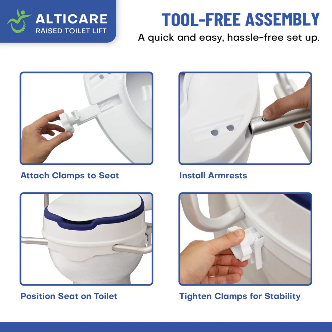 AltiCare 5 Non-Slip Raised Toilet Seat (MP-P09) By Mobile Patient Lift