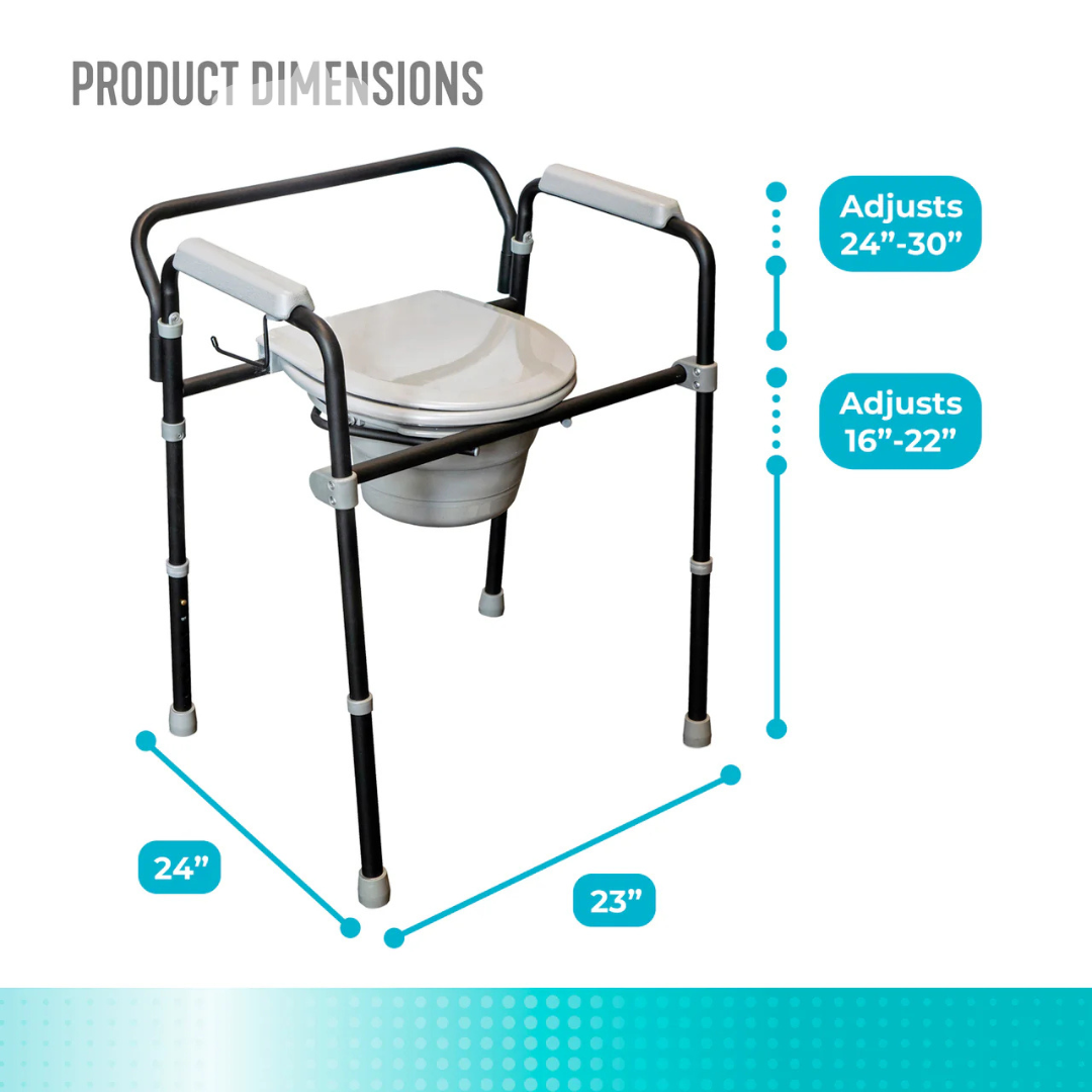 Universal Bedside Commode with Adjustable Height & Toilet Paper Holder 2300 By Stander