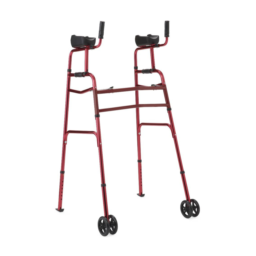 Medline Aluminum Upright Folding Walker with 5" Wheel (MDSUPWALKR) By Medline