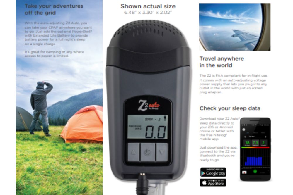 Z2 Auto Ultra Small Portable Travel CPAP Machine By Breas Medical