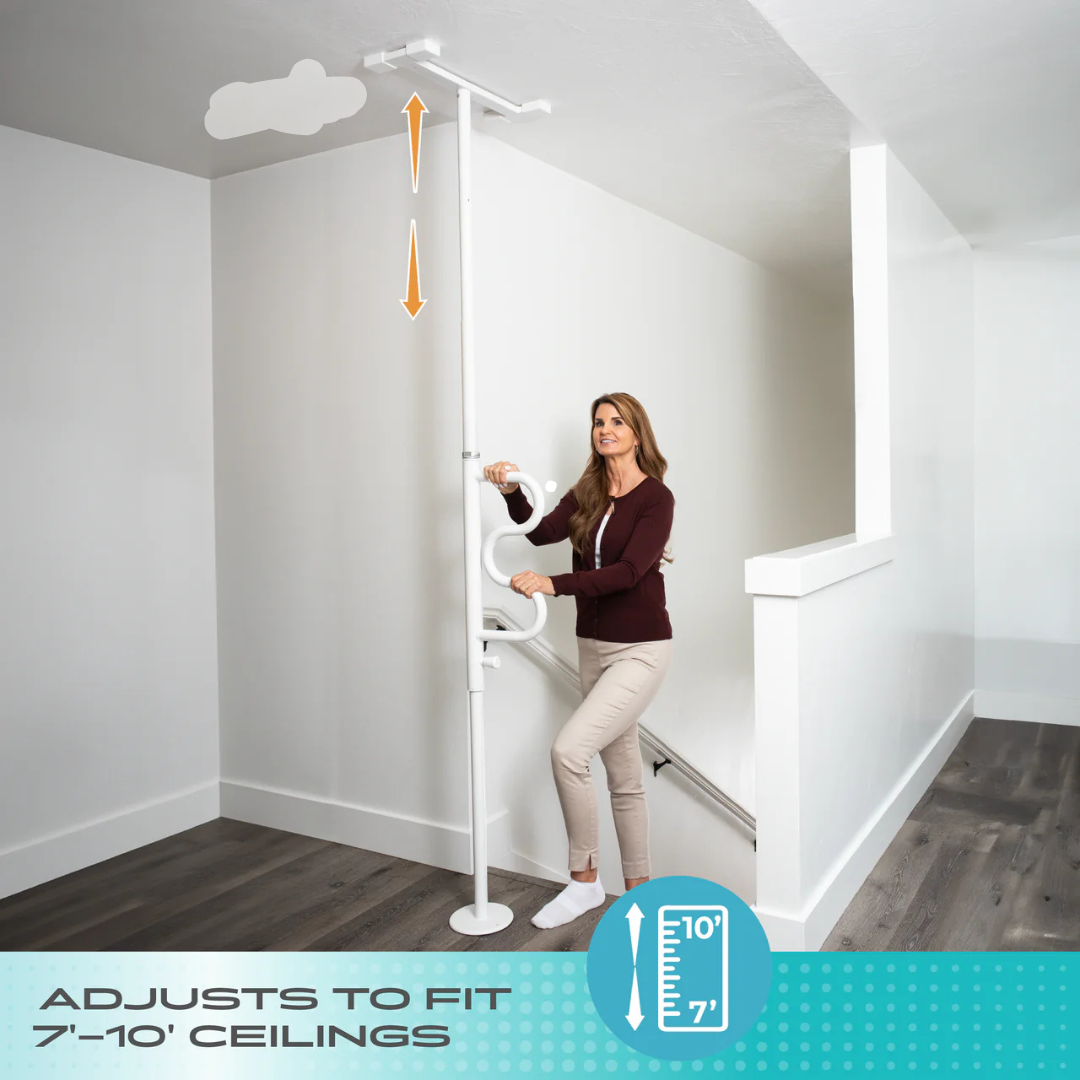 Stander Wonder Pole with Rotating Ladder Grab Bar Floor to Ceiling Support  1100W By Stander