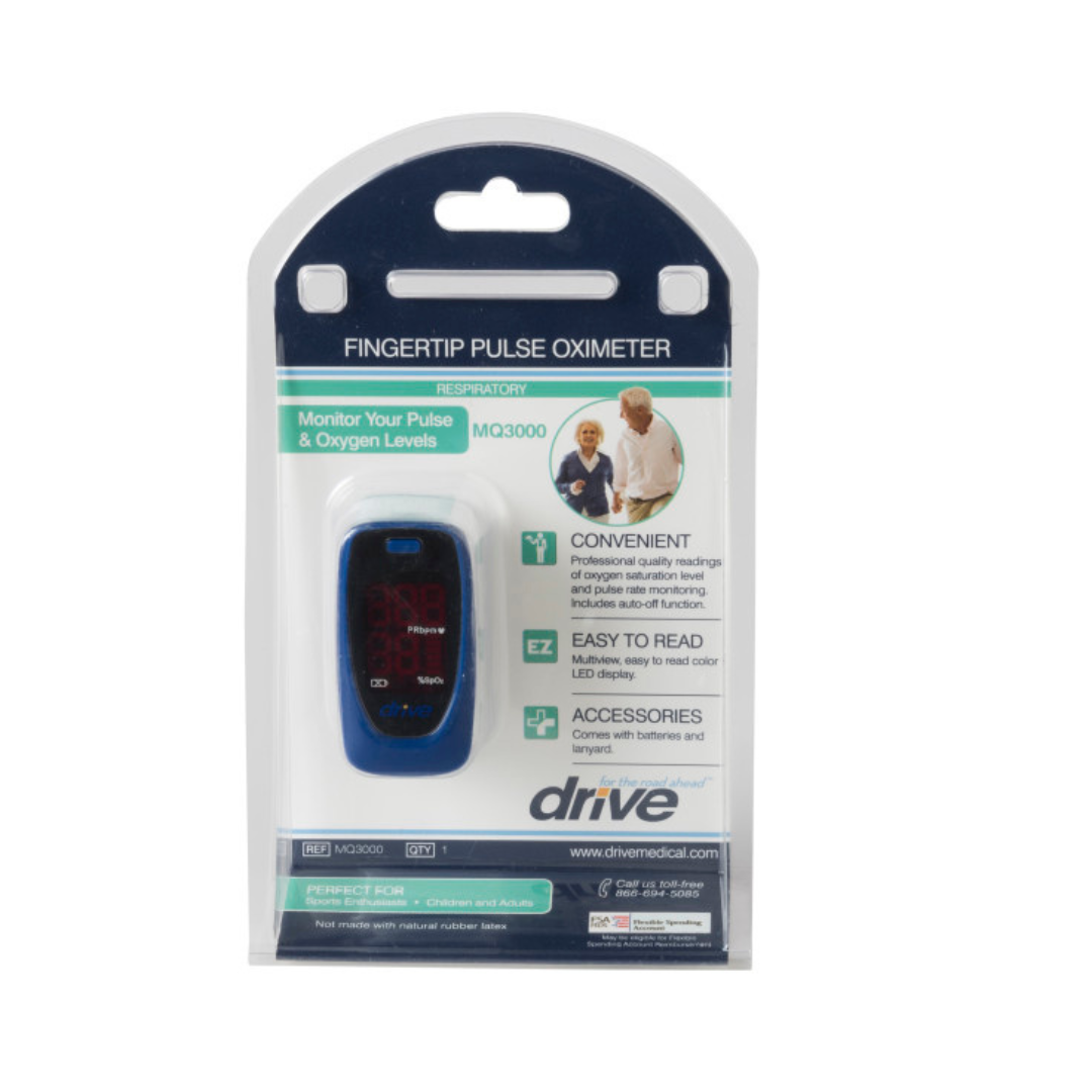 Fingertip Pulse Oximeter MQ3000 Fingertip Pulse Oximeter MQ3000 SpO₂ & Pulse Rate Monitor with LED Display By Drive Medical