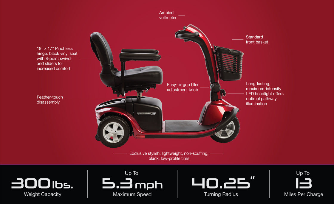 Victory 9, 3 Wheel Scooter SC609 By Pride Mobility