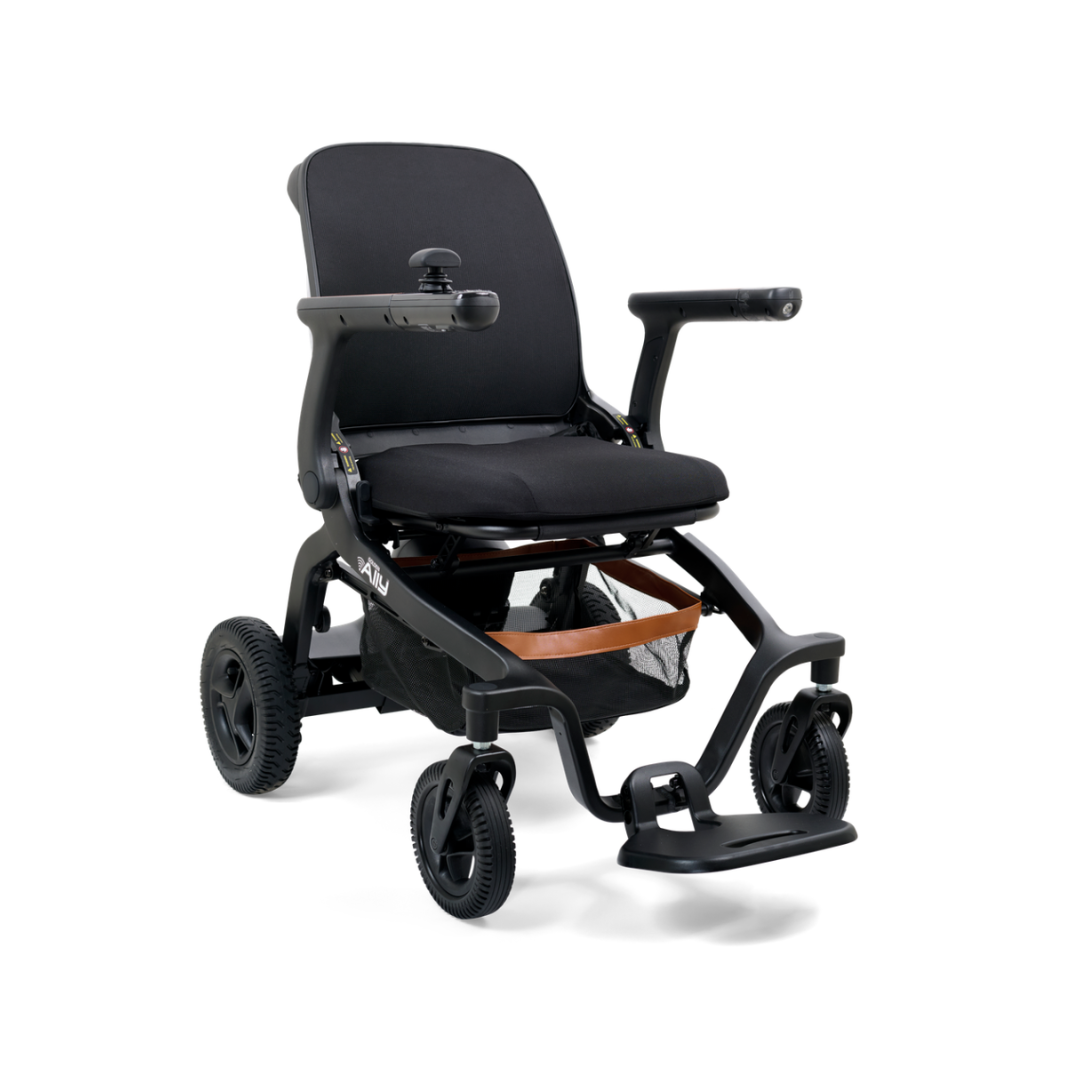 GOLDEN TECHNOLOGIES Ally Portable Power Chair in black with compact design