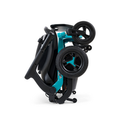 GOLDEN TECHNOLOGIES Ally Portable Power Chair in teal, folded for easy transport