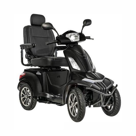 Pride Mobility Baja Raptor 2 4 Wheel Mobility Scooter in black with comfortable seating