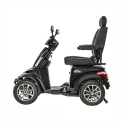 Pride Mobility Baja Raptor 2 4 Wheel Mobility Scooter in black with a side view