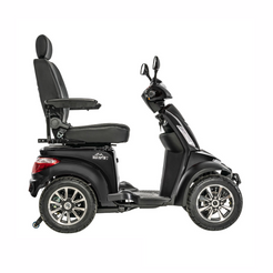 Pride Mobility Baja Raptor 2 4 Wheel Mobility Scooter in black, side view showcasing its design features