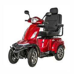 Pride Mobility Baja Raptor 2 4 Wheel Mobility Scooter in red from the side