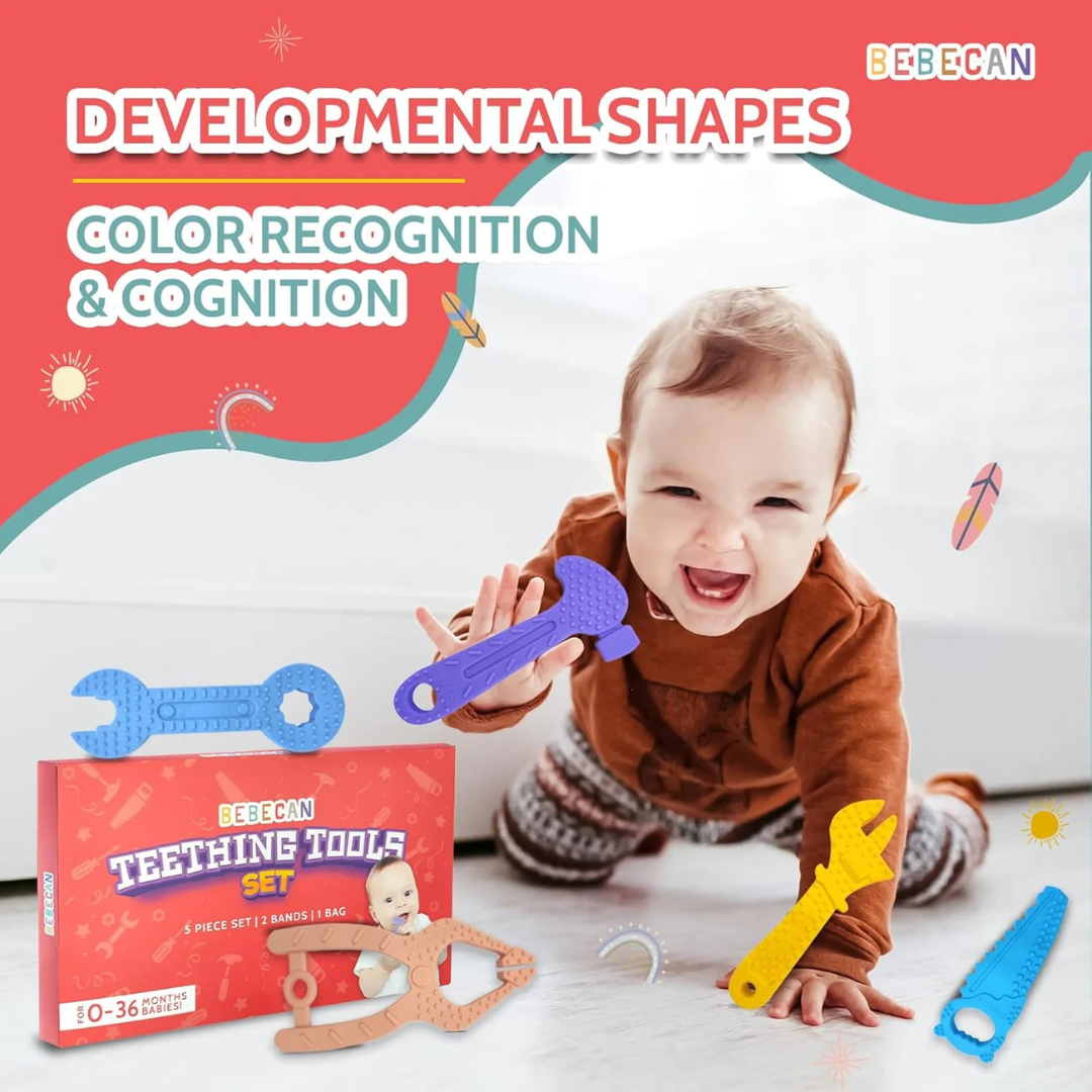 BEBECAN developmental shapes teething toys set for color recognition and cognition with Best Teething Toys For Babies