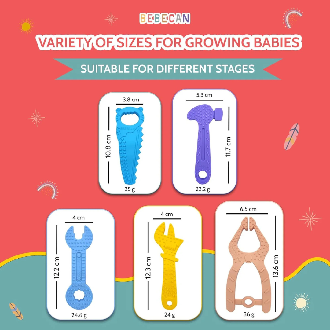 BEBECAN best teething toys for babies in variety of sizes suitable for different baby stages