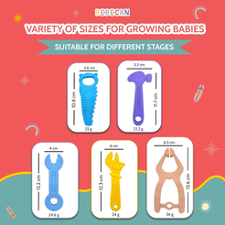 BEBECAN best teething toys for babies in variety of sizes suitable for different baby stages