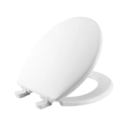Bemis Clean Shield Raised Toilet Seat in white with lid and secure mounting hinges