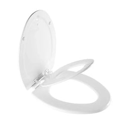 Bemis Clean Shield Raised Toilet Seat in white with durable hinges and splash guard