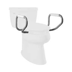 Bemis Clean Shield Raised Toilet Seat with sturdy white handles for added support and safety