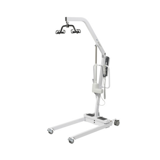 Drive Medical Battery Powered Patient Lift 13240 in white with adjustable arm for easy patient transfers