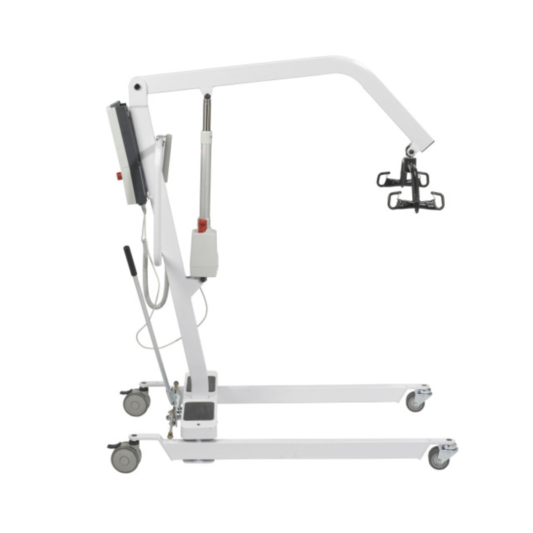 Drive Medical Battery Powered Patient Lift 13240 in white with side view