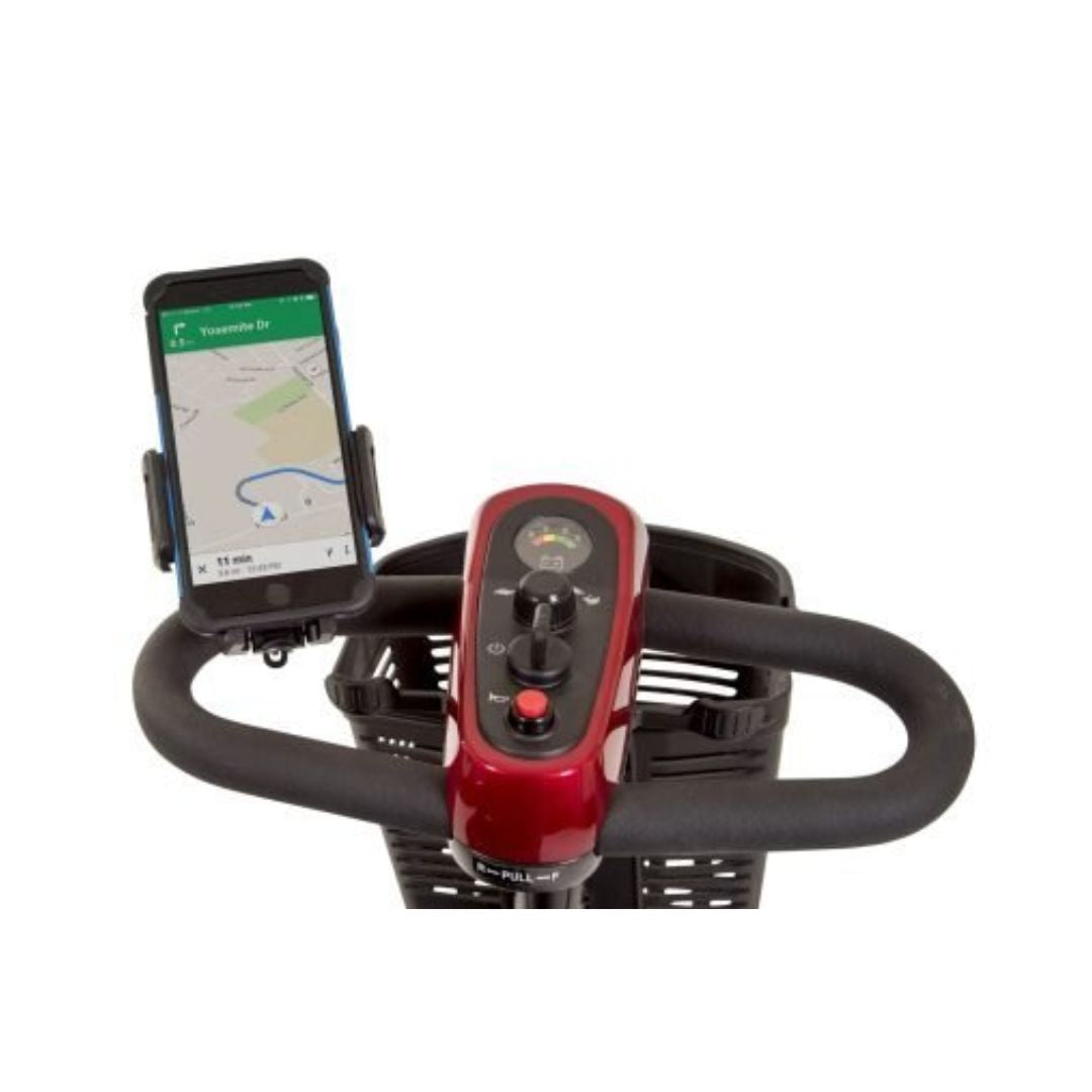 Golden Technologies Phone Holder in Red for easy phone access while using mobility scooter