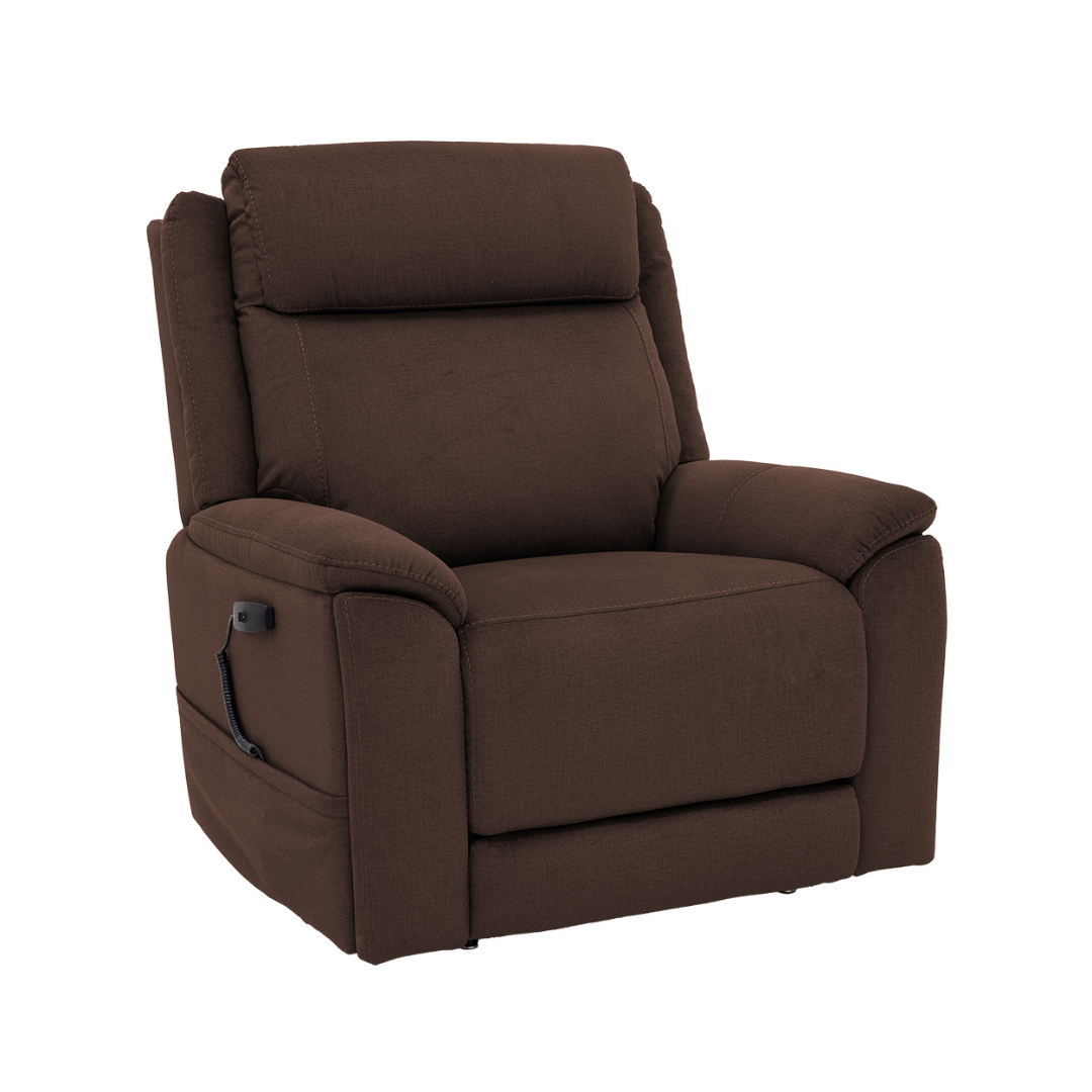 Pride Mobility Evolution Collection Medical Lift Chairs LC435M in brown fabric, reclined position