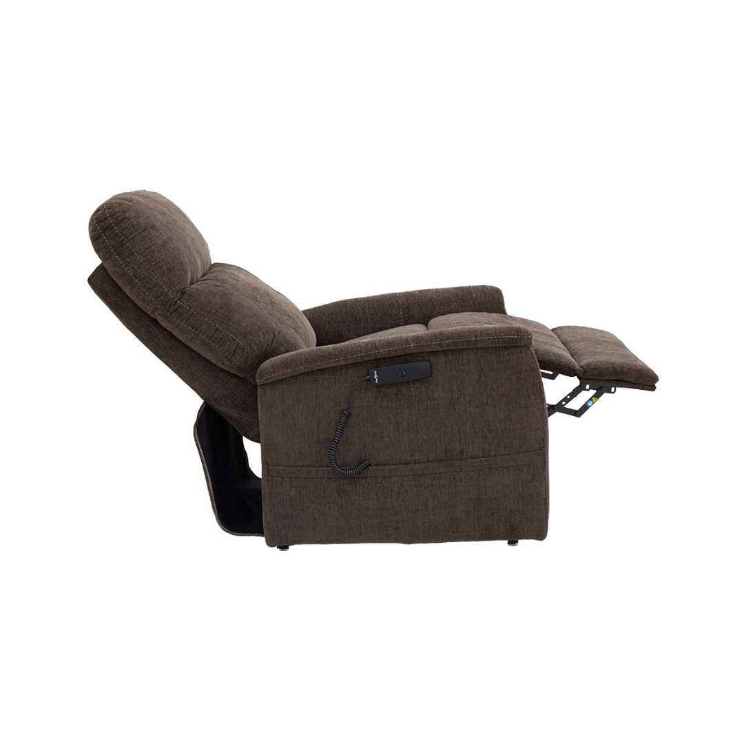 Pride Mobility Genesis Collection Lift Chairs in brown reclining positions