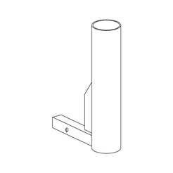 Pride Mobility Single Rear Mount Cane & Crutch Holder in gray, side view for easy attachment