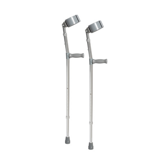 Drive Medical Steel Forearm Crutches Adjustable Height in Silver with a side view