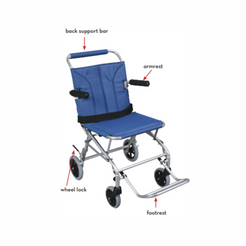 Drive Medical Super Light Folding Transport Chair SL18 in blue with armrests and footrest