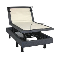 GOLDEN TECHNOLOGIES Passport Hi Low Adjustable Bed in gray, showing adjustable head and foot positions