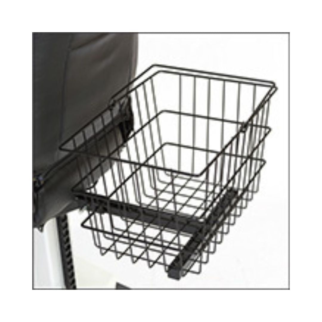 Pride Mobility Rear Basket ACCBSKT1010 in black for scooters and wheelchairs