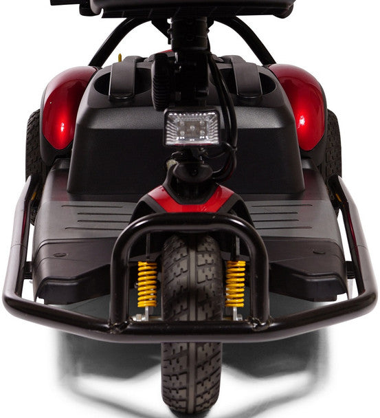 Buzzaround EX Extreme 3 Wheel Mobility Scooter with rear view showing sturdy build and suspension features