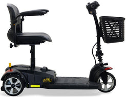 Buzzaround LT 3 Wheel Mobility Scooter in black with comfortable seat and basket for easy transport