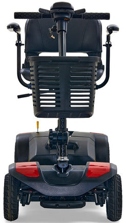 Rear view of the Buzzaround LT 4 Wheel Mobility Scooter with adjustable seat and storage basket