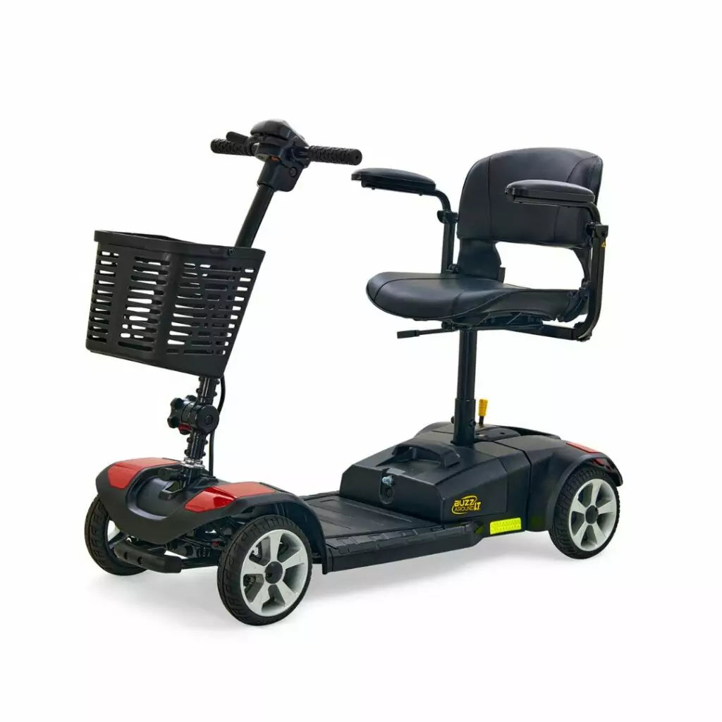 Buzzaround LT 4 Wheel Mobility Scooter with comfortable seat and storage basket for easy mobility