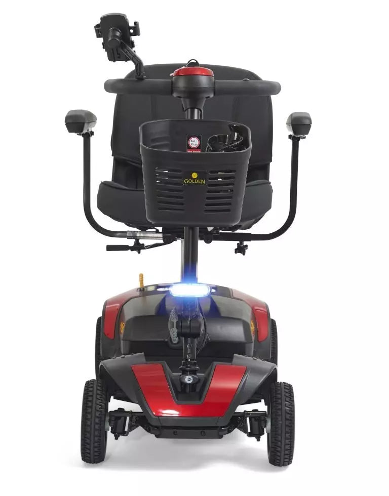 Buzzaround XL 4 Wheel Mobility Scooter with a comfortable seat and front LED lights for easy navigation