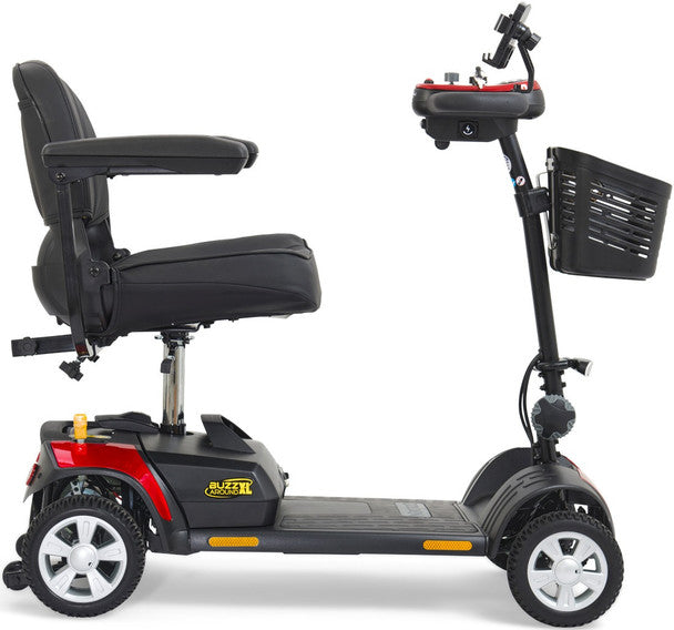 Buzzaround XL 4 Wheel Mobility Scooter in black with adjustable seat and front basket